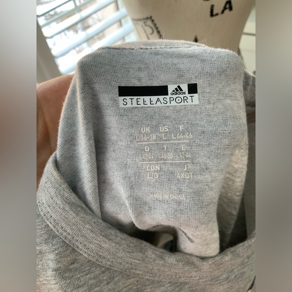 STELLA MCCARTNEY X ADIDAS Stella Sport Grey Cropped T-shirt Women’s Size Medium - Picture 5 of 11